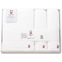無撚糸バス・フェイスタオルセット (ホワイト)