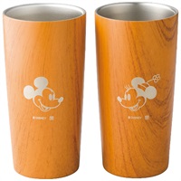 木目調ステンレス真空タンブラーセット440ml(ミッキー＆ミニー)